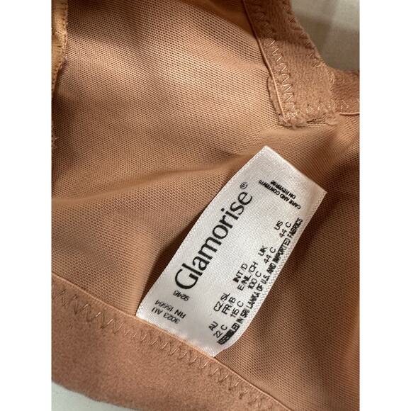 Glamorise Womens Brown Nude Lace Minimizer Bra Size 44C Sexy Underwire - Picture 4 of 5